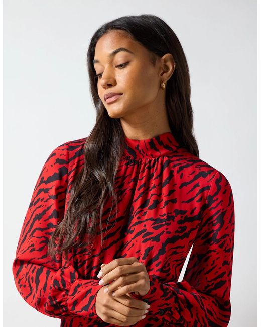 Ro&zo Red Petite Zebra Print Tie Back Midi Dress