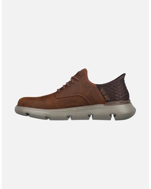 Skechers Brown Garza Gervin 205046W-Cdb Dark Wide Fit Lace Up Shoe for men