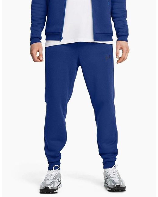Under Armour Blue Fleece Pro Joggers Solid Patterned for men
