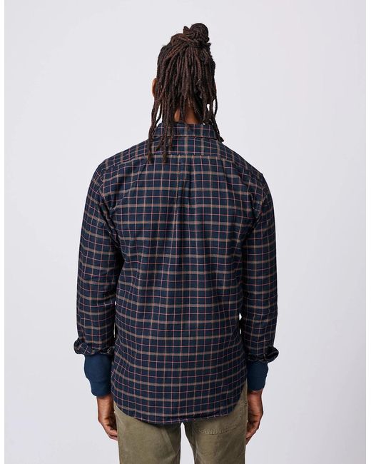 aubi Blue Merton Brushed Oxford Button Down Shirt for men