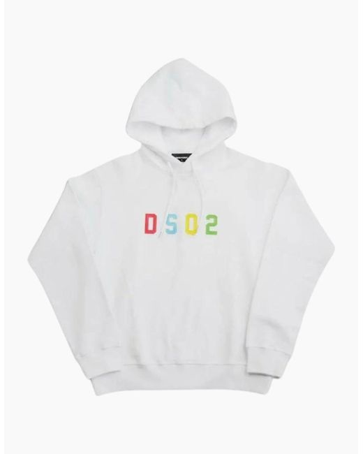 DSquared² White Multicoloured Dsq2 Logo Hoodie for men