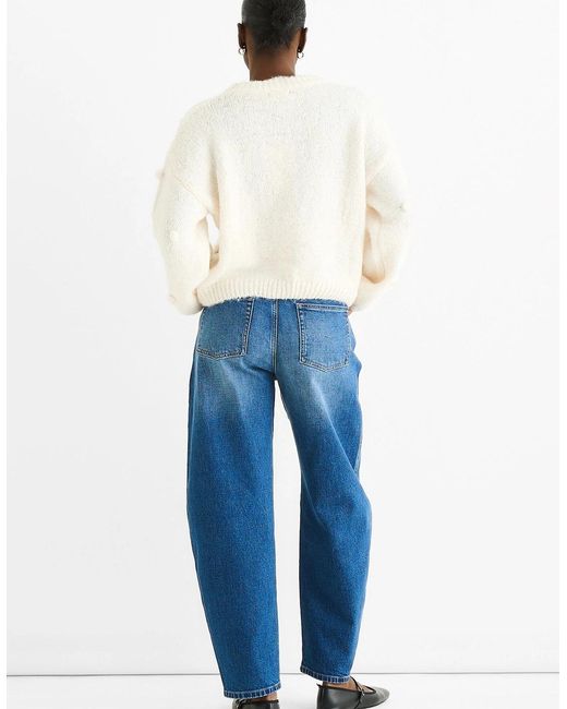 Gini London Blue Cream Wool Mix Oversized Knit Jumper