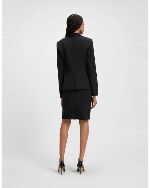 Boss Black Solid Patterned Lapel Collared Blazer