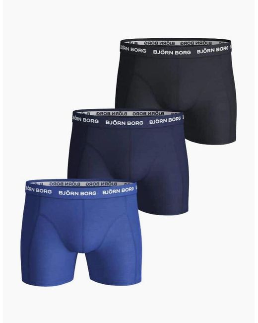 Björn Borg Blue 3-Pack Classic Logo Boxer Trunks, Mix for men