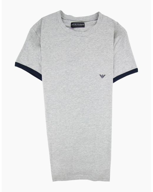 Emporio Armani Gray Logo Side Stripe T Shirt for men