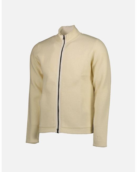 C P Company Natural Embroidered Cuff Logo Zip Knit for men