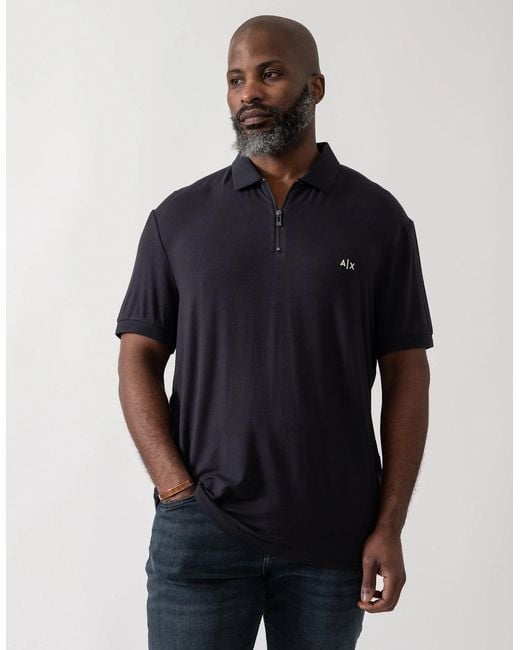 ARMANI EXCHANGE Blue Zip Polo Shirt for men