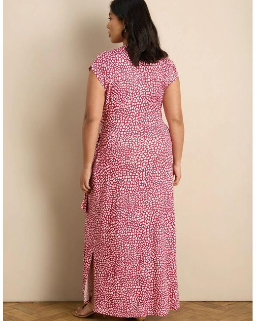 Live Unlimited London Pink Abstract Short Sleeve Tie Side Jersey Midaxi Dress