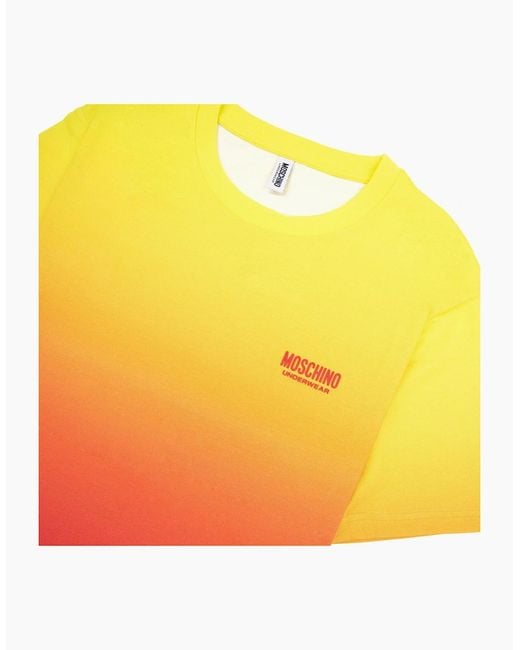 Moschino Yellow Underwear Logo Tape Lounge T Shirt for men