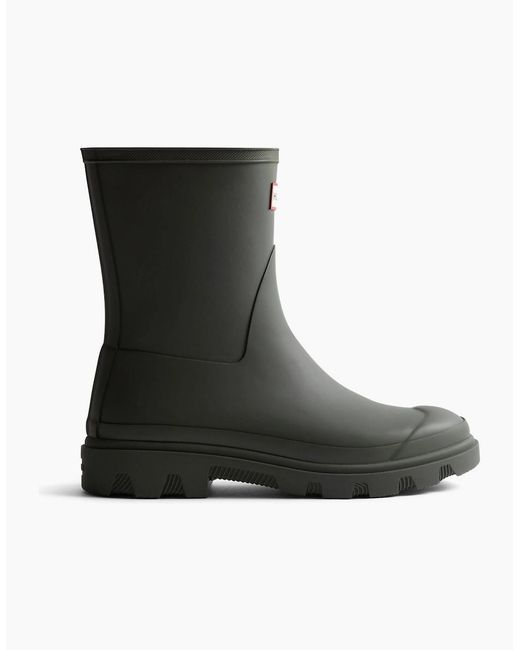 Hunter Black Downpour Short Rubber Dark Wellington Boots for men