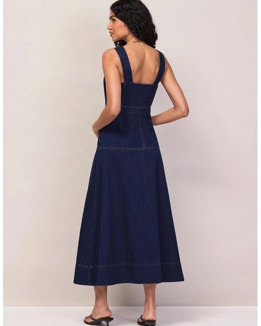 Ro&zo Blue Petite Denim Zip Front Midi Dress