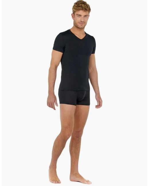Hom Black Tencel Soft V-Neck T-Shirt for men