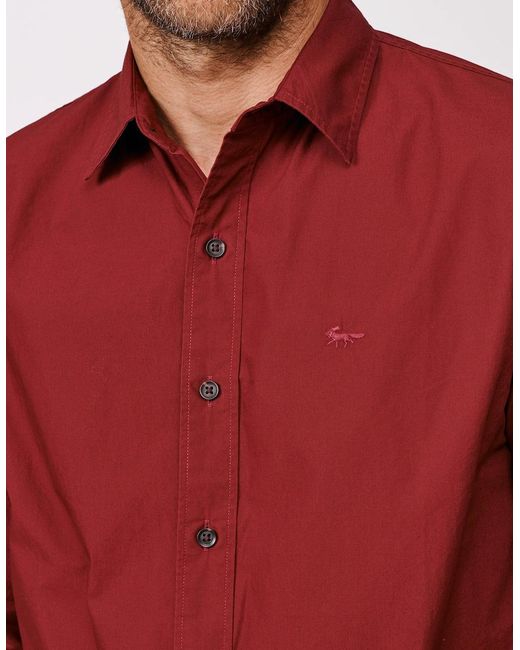 aubi Red Chase Poplin Shirt for men