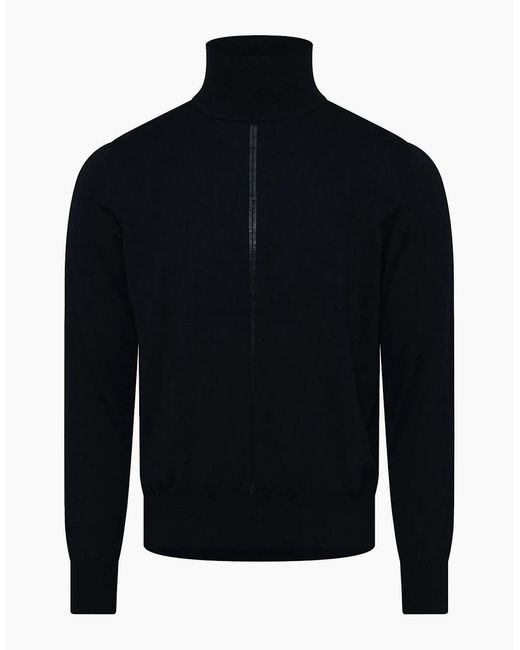 Boss Blue Turtleneck High Collar Long Sleeve Regular Fit Sweater