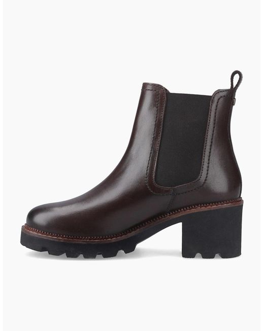 Hush Puppies Brown Gaia Leather Chocolate Heeled Chelsea Boots