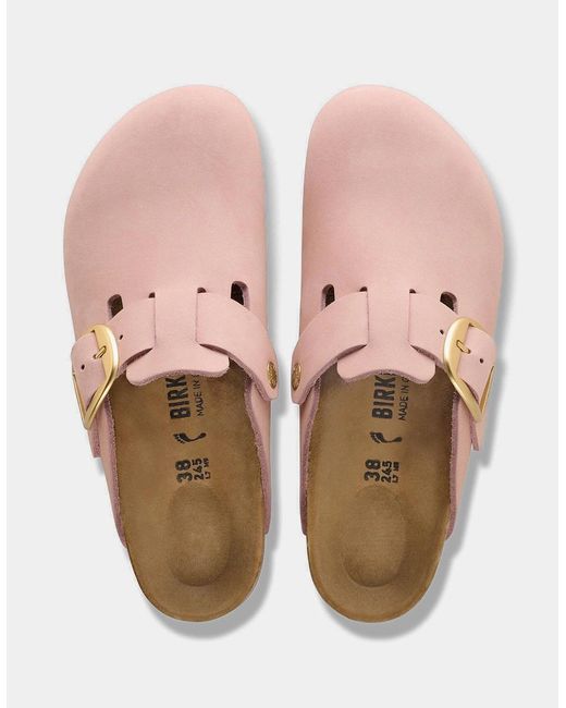 Birkenstock Boston Pink Big Buckle Nubuck Leather Clogs