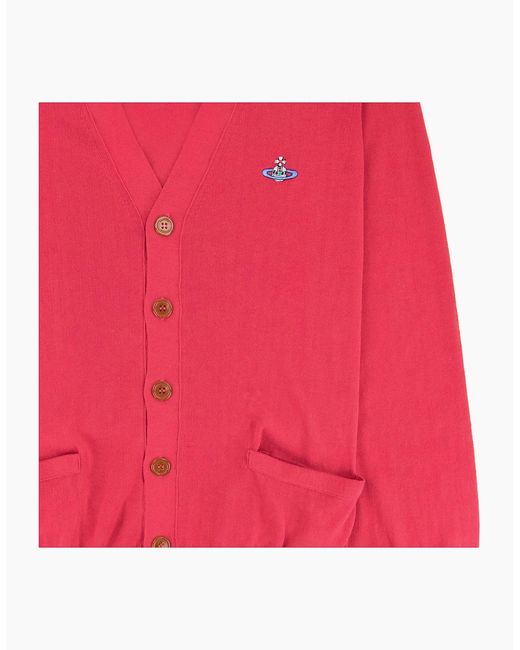 Vivienne Westwood Pink Orb Logo Knitted Cardigan for men