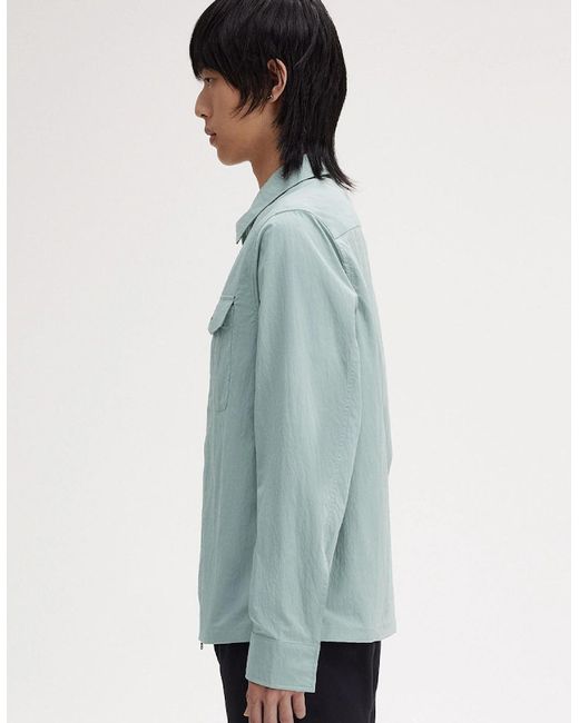 Fred Perry Blue Zip-Through Overshirt for men