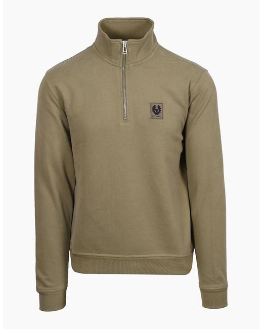 Belstaff Green Half Zip Sweatshirt Fatigue for men