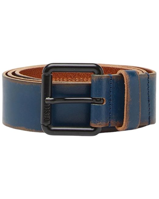 DIESEL Blue B-Paint Genuine Leather Belts Vintage Washing Metal Buckle Casual for men