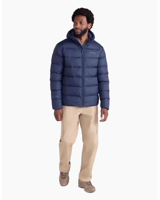 Mountain Warehouse Blue Stratus Down Packable Hooded Jacket for men