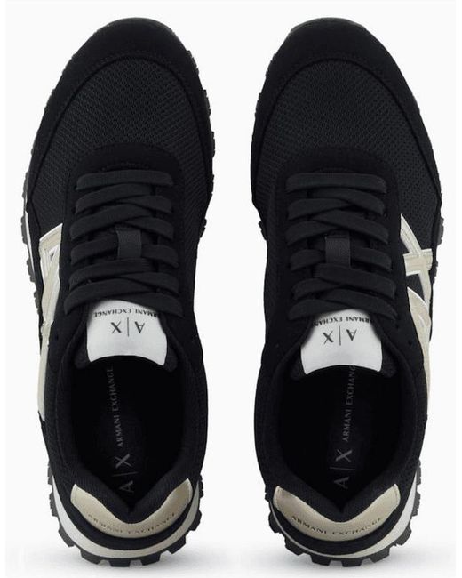 ARMANI EXCHANGE Black Mesh/ Runner Trainer for men