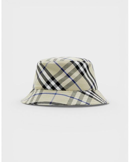 Burberry Metallic Check Ekd Cotton Blend Bucket Hat