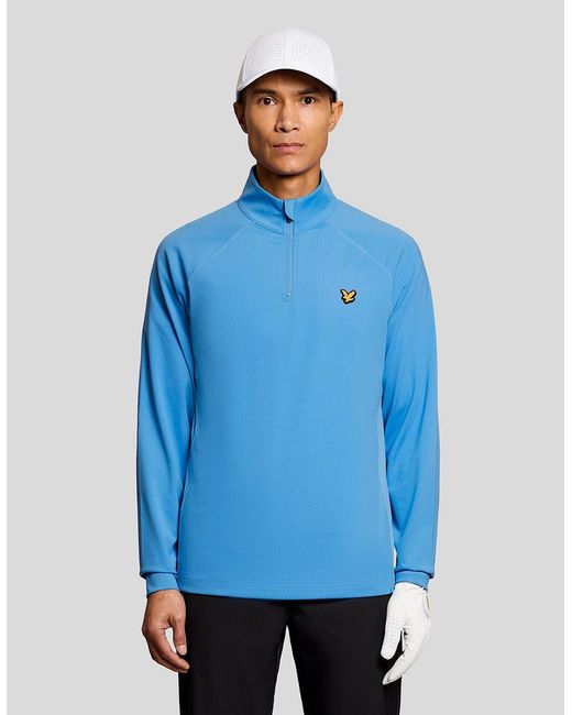 Lyle & Scott Blue Mesh Panelled Midlayer for men