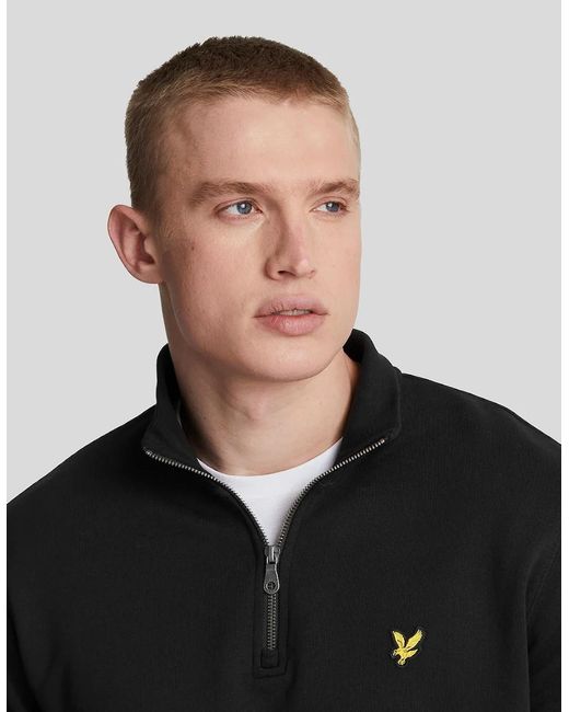 Lyle & Scott Black Cotton Loopback 1/4 Zip Sweatshirt for men