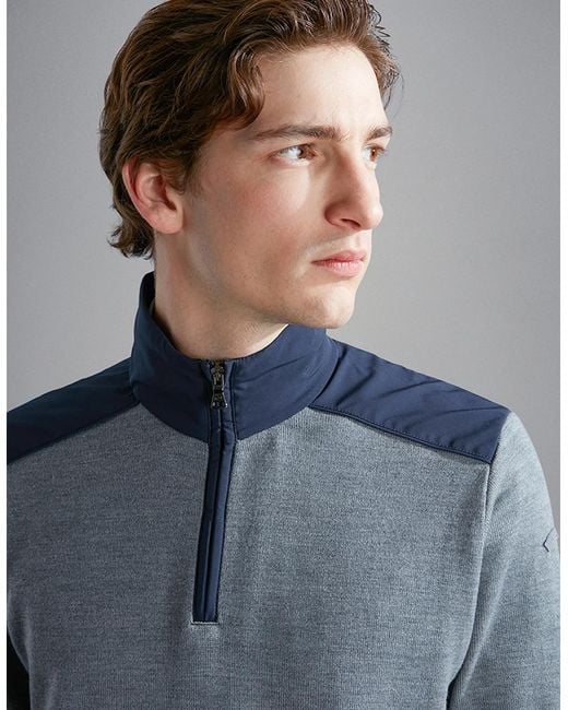 Paul & Shark Blue Wool Sweater With Typhoon Insert for men