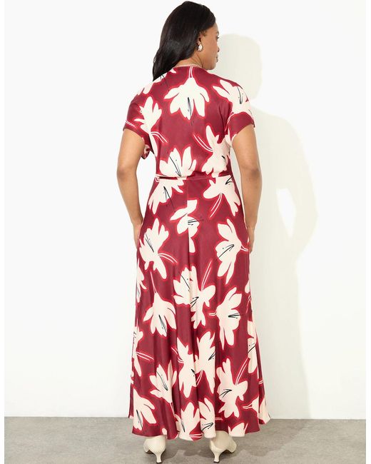 Live Unlimited London Red Floral V Neck Maxi Dress
