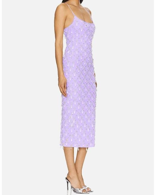 Oceanus Purple Calliope Luxury Crystal Maxi Party Dress Multi Colour