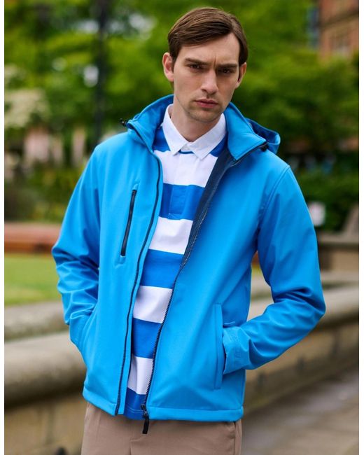 Regatta Blue Professional Venturer Softshell 3 Layer Hooded Jacket for men