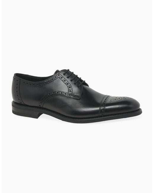 Loake Black Roger Semi Brogues for men