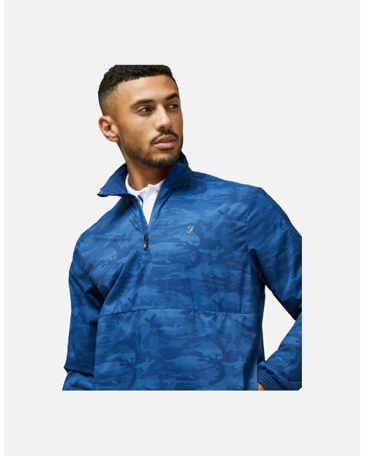 Farah Blue Parker Camouflage Showerproof Jacket for men