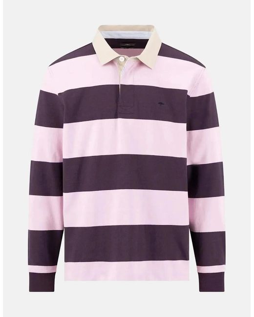 Fynch-Hatton Purple Striped Rugby Shirt Aubergine for men