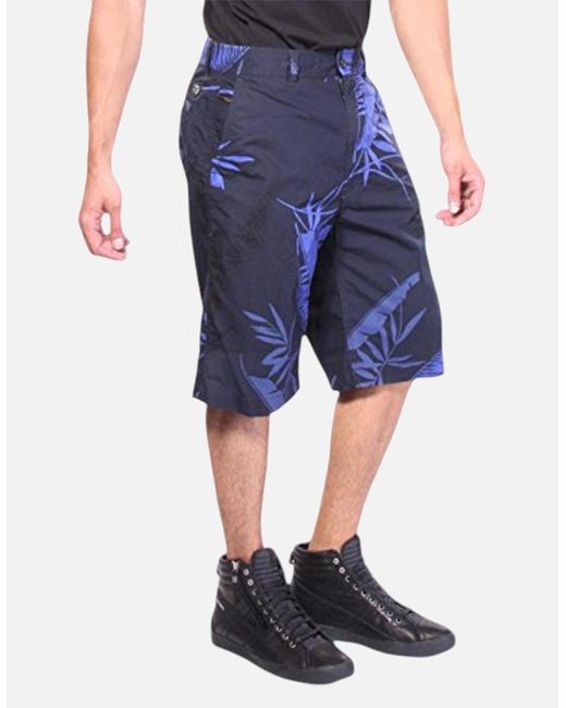 DIESEL Blue P Cooper Np 0Gajz Shorts Floral Print Cotton Summer Casual Beachwear for men