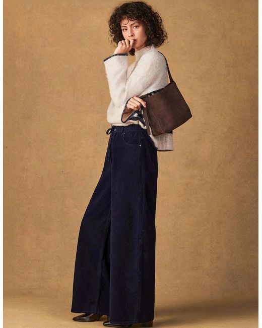 Ro&zo Blue Cord Drawstring Wide Leg Trousers