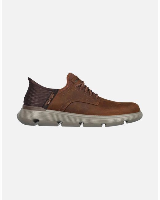 Skechers Brown Garza Gervin 205046W-Cdb Dark Wide Fit Lace Up Shoe for men