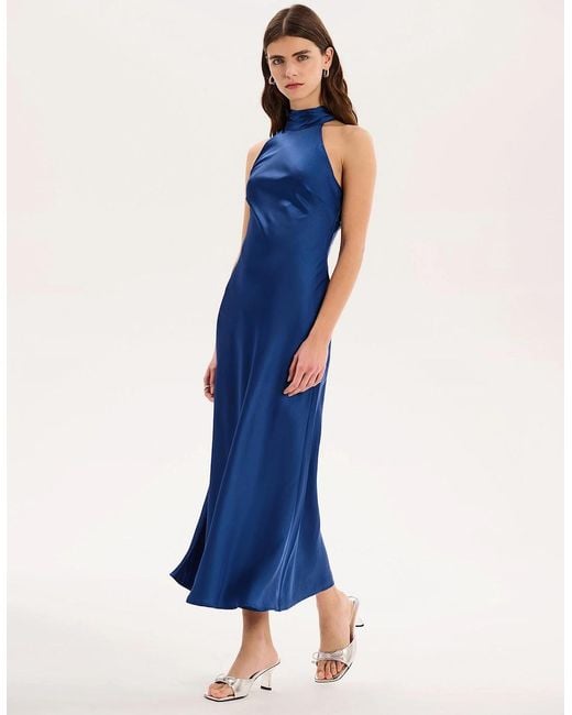 OMNES Blue Seychelles Drape Back Detail Dress