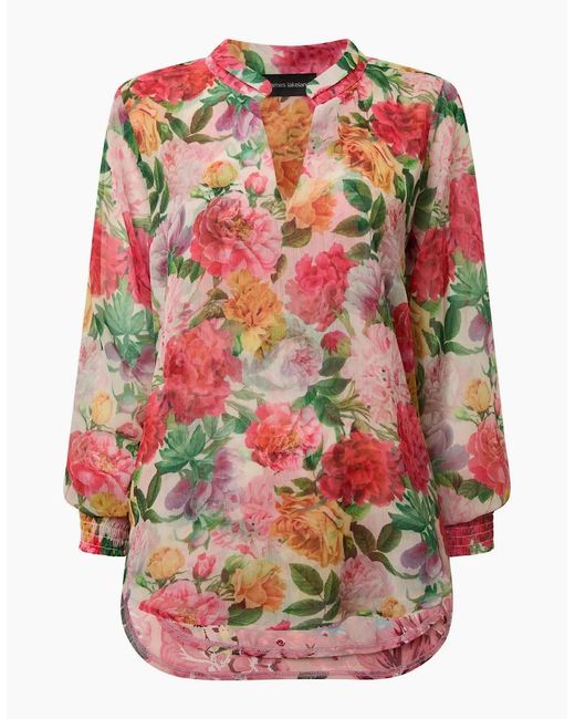 James Lakeland Red Botanical Floral Print Blouse