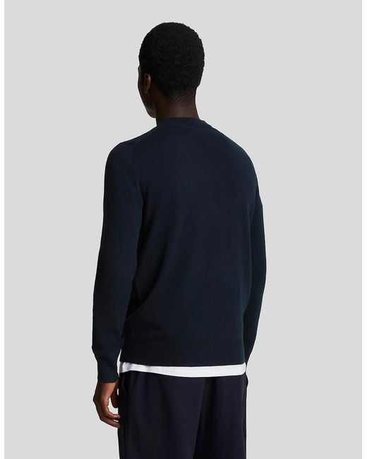 Lyle & Scott Blue Lambswool Crew Neck Jumper for men