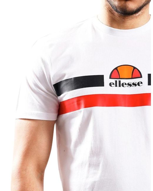 Ellesse White Aprel T Shirts Crew Neck Short Sleeve Cotton Summer Beach Tee Print