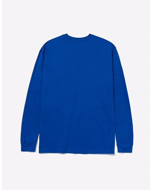 Caterpillar Blue Trademark Banner Long Sleeve T-Shirt Memphis for men