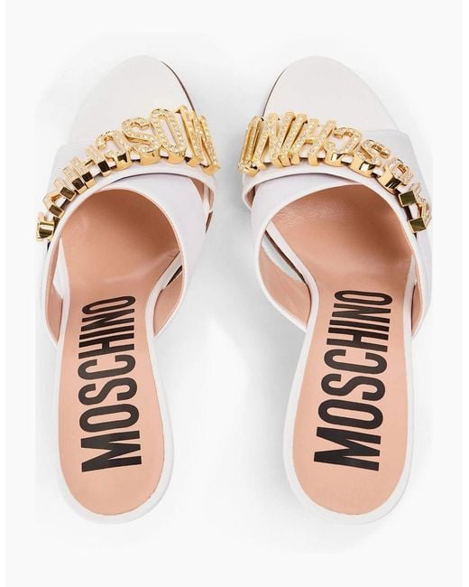 Moschino White Heeled Mules