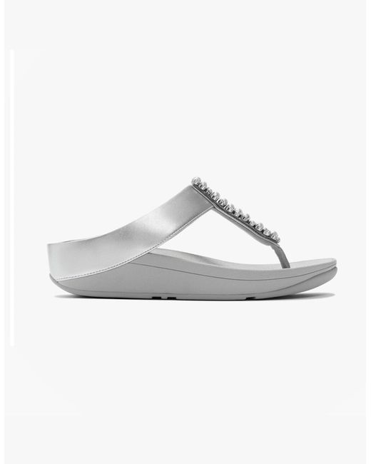 Fitflop White Fino Pearls And Crystal Toe-Post Sandals