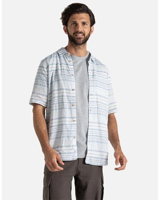 Craghoppers White Cartwright Stripe Short-Sleeved Shirt for men