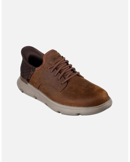 Skechers Brown Garza Gervin 205046W-Cdb Dark Wide Fit Lace Up Shoe for men