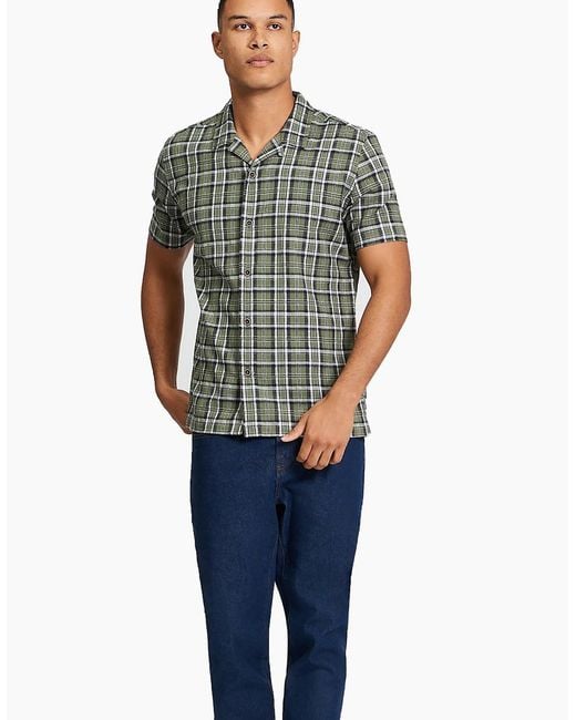 Ben Sherman Gray Short Sleeve Textured Check Shirt for men