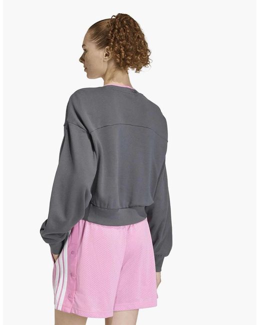 Adidas Gray V-Neck Drop Shoulder Long Sleeve Sweatshirt